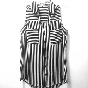 Express Black and White Pinstripe Blouse